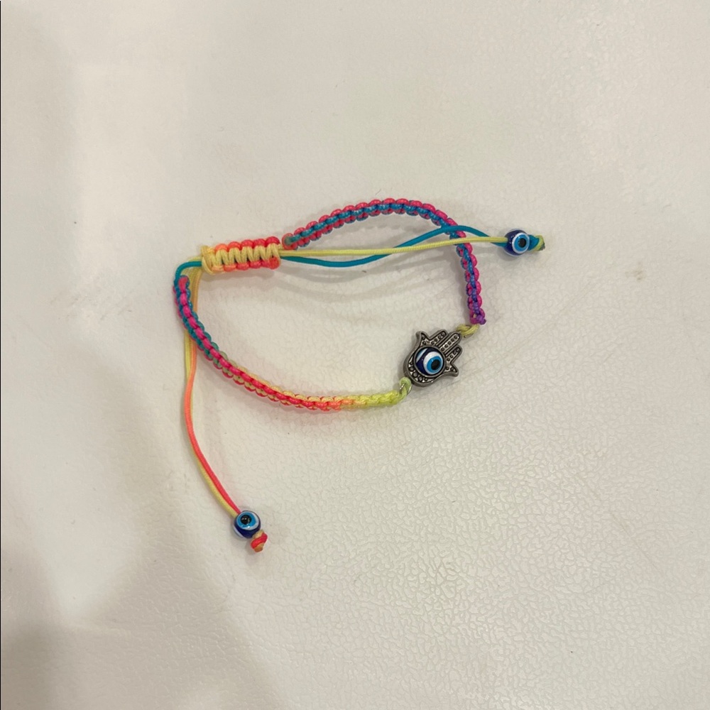 Kids Rainbow Hamsa Charm Adjustable Bracelet